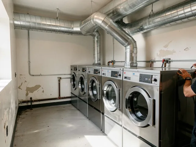 Ravenna Dryer Vent Cleaning team performing large-scale commercial dryer vent cleaning in Ravenna