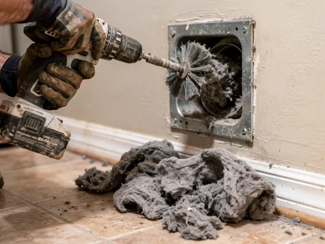 Certified Ravenna Dryer Vent Cleaning technician performing dryer vent cleaning in Ravenna