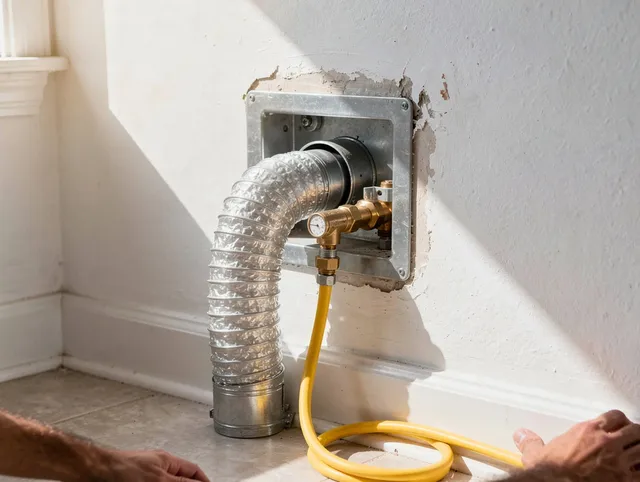 Ravenna Dryer Vent Cleaning certified technician performing specialized gas dryer vent cleaning in Ravenna